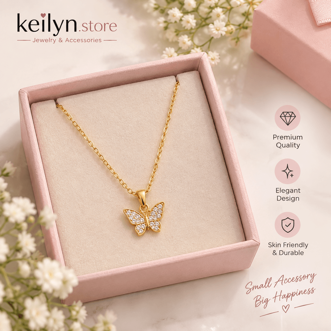 Elegant Butterfly Pendant Necklace